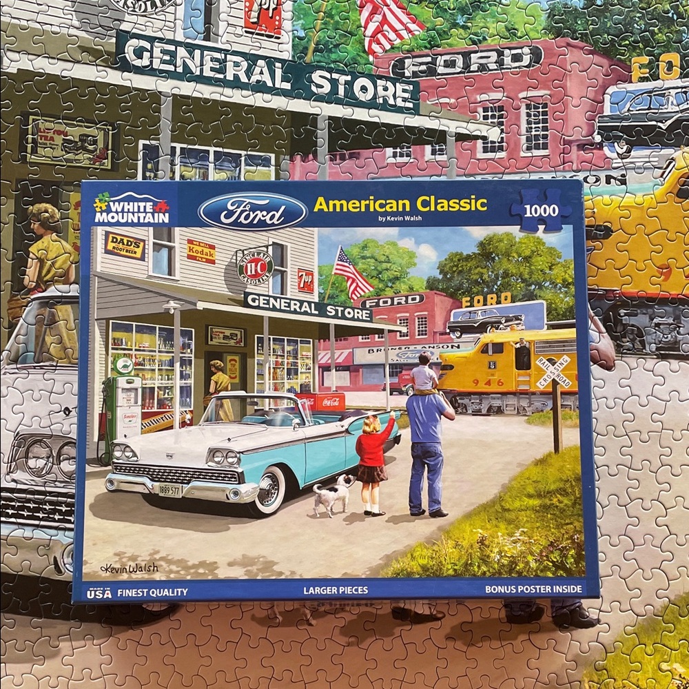 White Mountain Ford American Classic Puzzle - Blue, Red, and Yellow 1000 Pieces